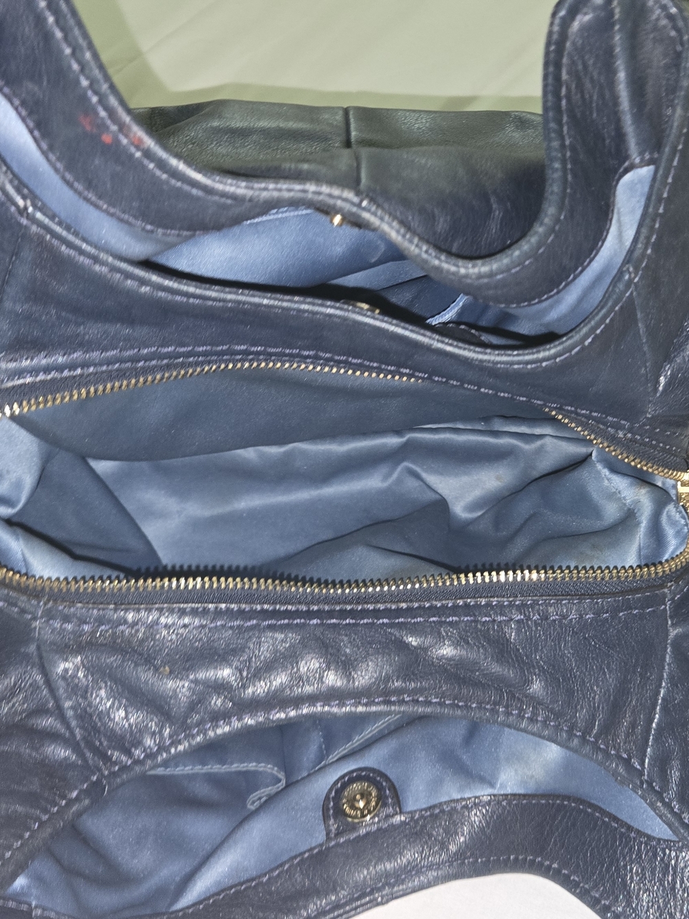 Coach Dark Navy Leather Shoulder Bag with Gold Hardware - Picture 4 of 5
